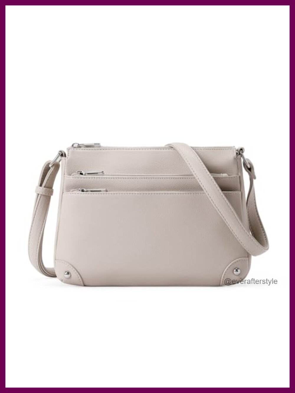 Vegan Leather Crossbody Shoulder Bag Multi Zip Pocket Purse
